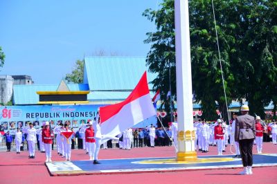 Bupati Kasmarni Pimpin Upacara HUT ke-81 RI, Sirine Proklamasi Menggema di Bengkalis