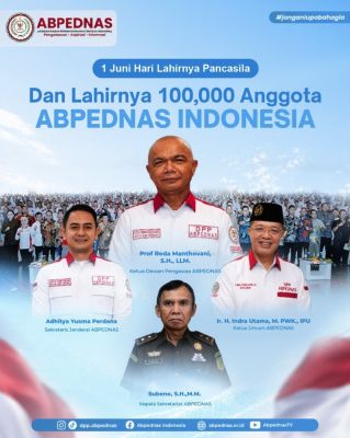 Cetak Sejarah, ABPEDNAS Raih 100 Ribu Anggota Bertepatan Hari Lahir Pancasila 2026