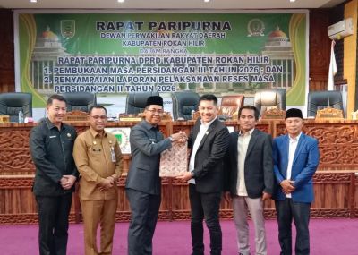 DPRD Rohil Serahkan Laporan Pelaksanaan Reses Masa Sidang II 2026 Kepada Pemda